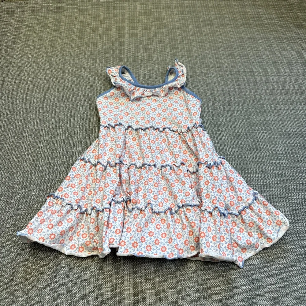 Serendipity Foral Ruffle Tiered Dress 4T 5T Summer Shrimp &‎ Grits Easter Photo